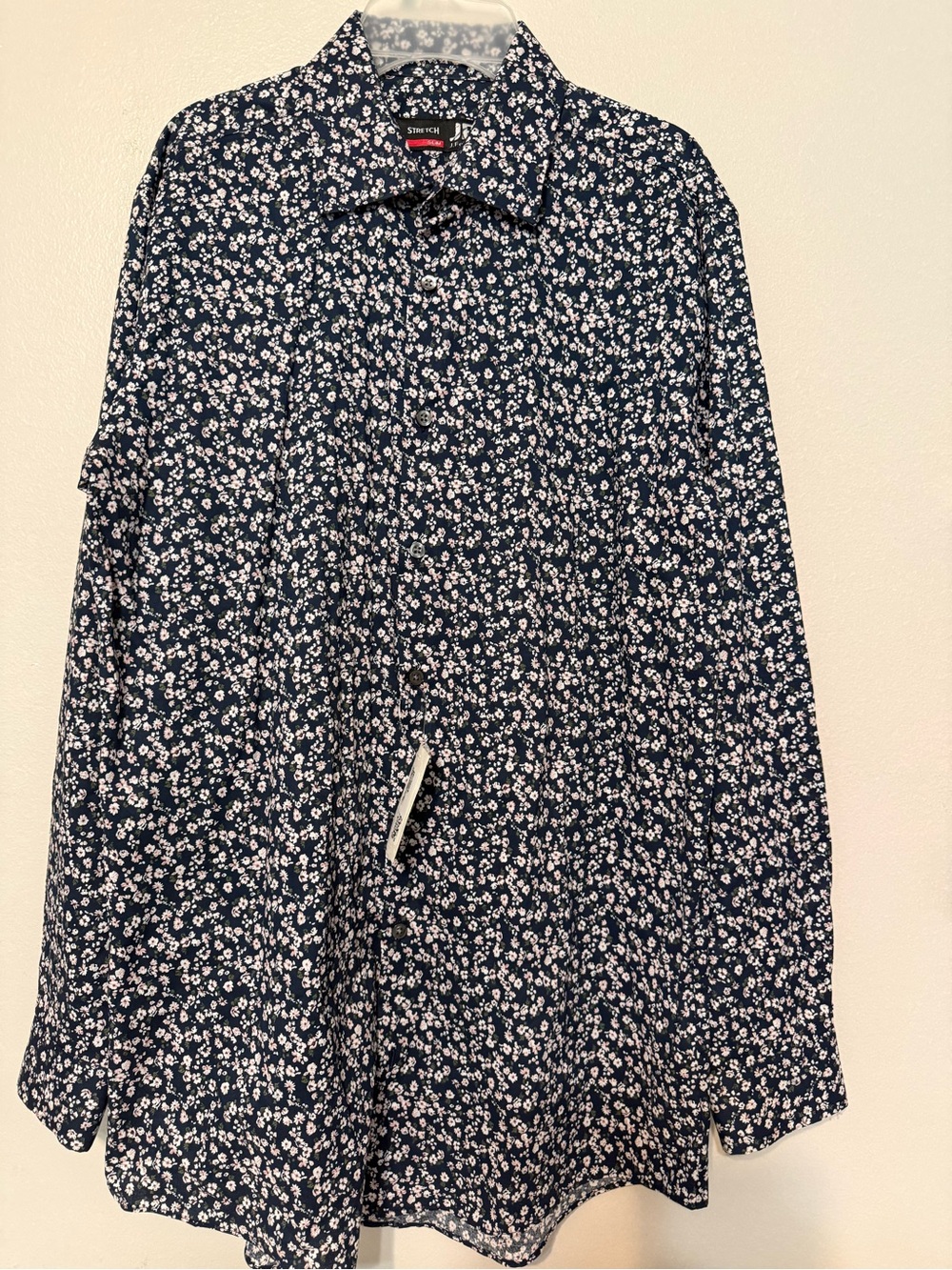 jf j.ferrar Navy and White Floral Button-Front Skirt